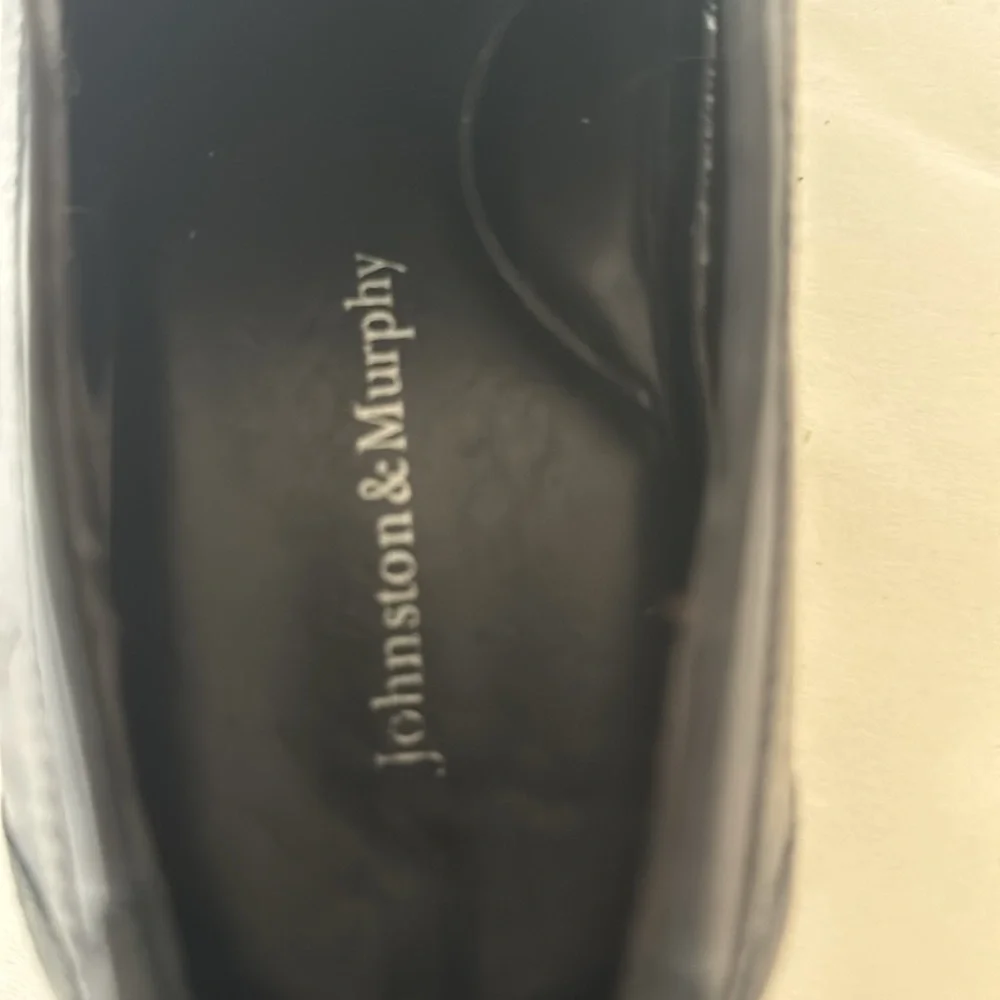 JOHNSTON & MURPHY Black Leather Lace up Dress Shoes 59 11557 $185 EUC
